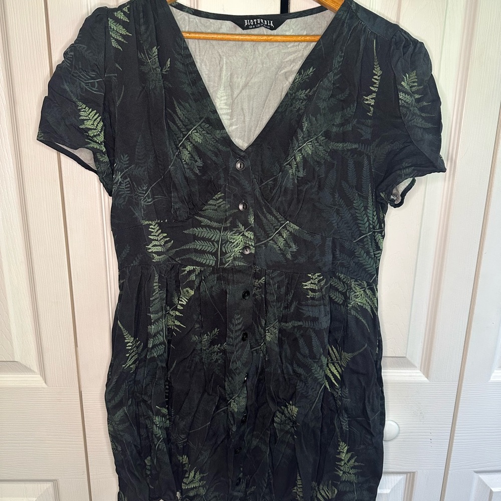 Disturbia Black and Green Fern dress